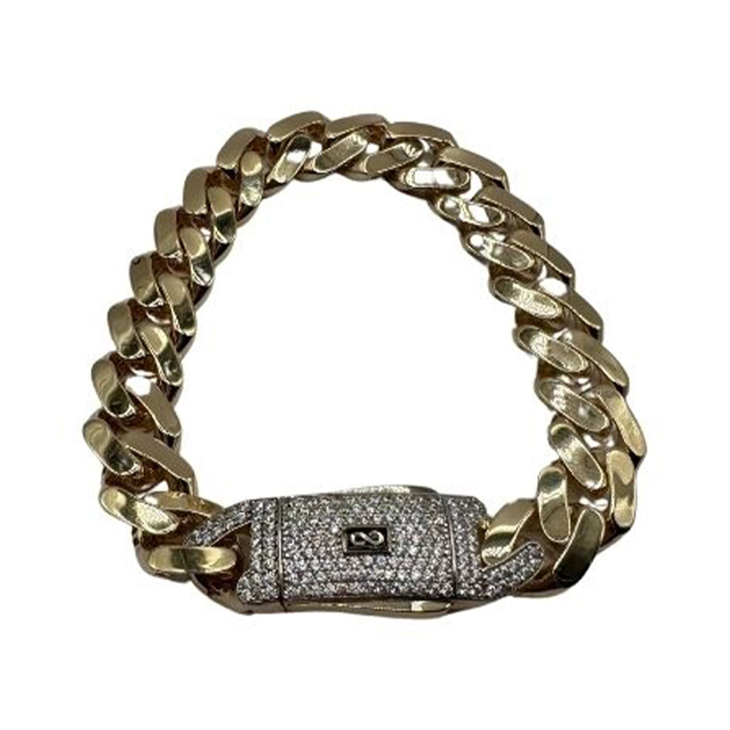 14K Yellow Gold Hollow Cuban MONACI Bracelet (8.5" inches 13MM)