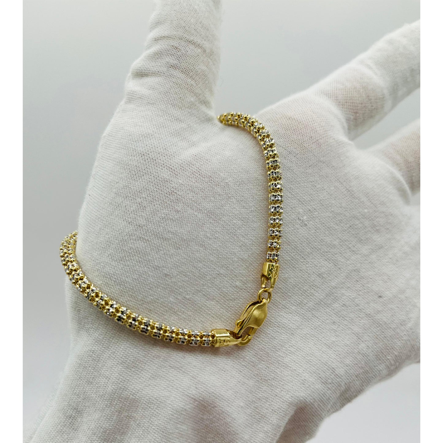14K Yellow Gold Moon Ice Bracelet (8" inches 3.8MM)