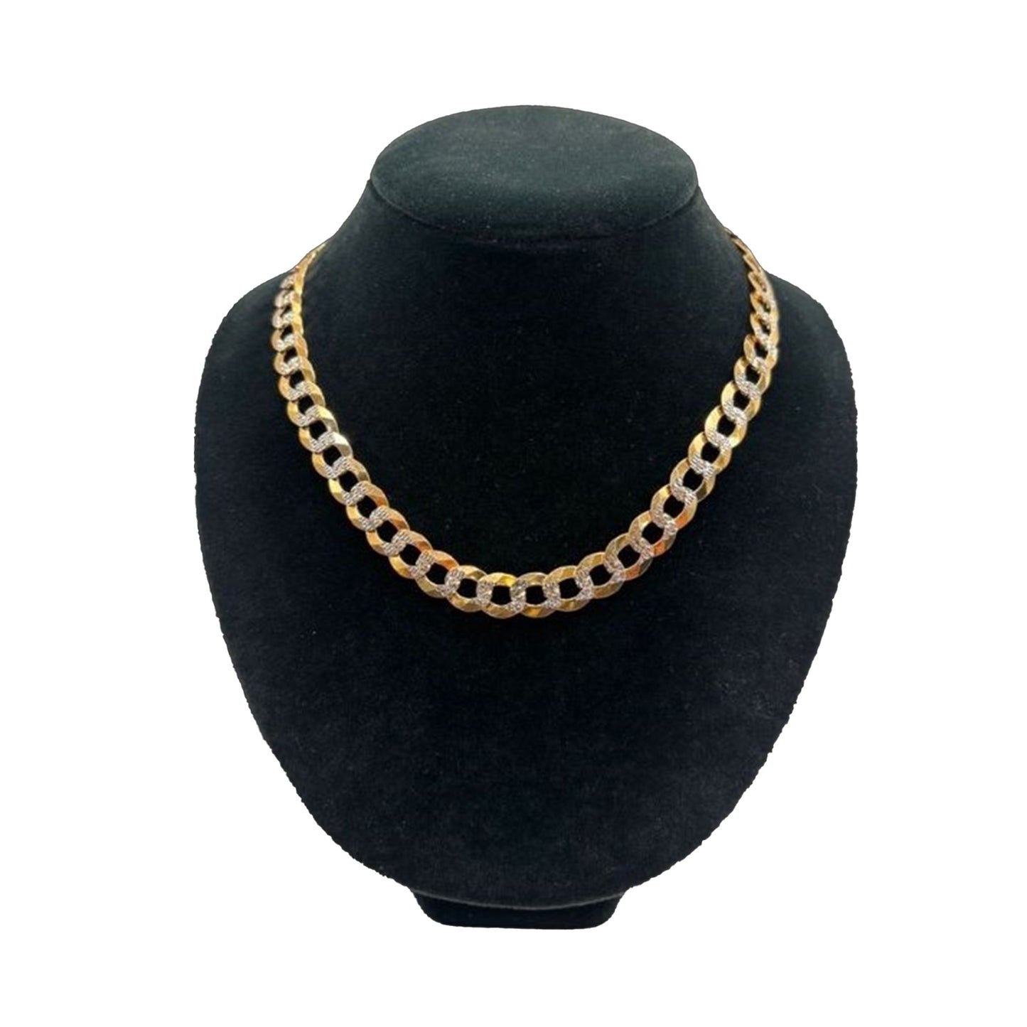 14K Yellow Gold 2 Toned Solid Curb Chain (20" inches 11.0MM)