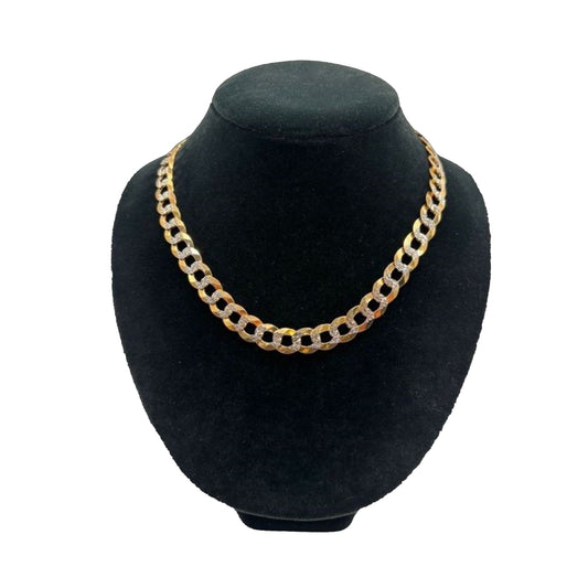 14K Yellow Gold 2 Toned Solid Curb Chain (20" inches 11.0MM)
