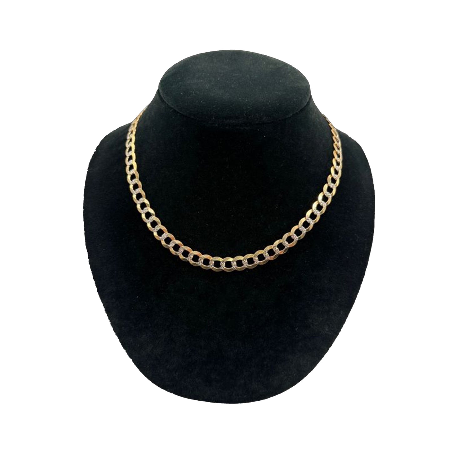 14K Yellow Gold 2 Toned Solid Curb Chain (20" inches 8.5MM)
