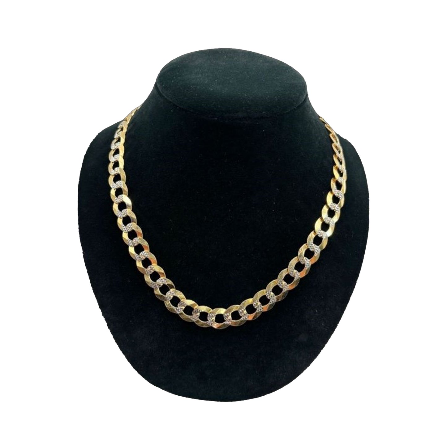 14K Yellow Gold 2 Toned Solid Curb Chain (24" inches 12.0MM)