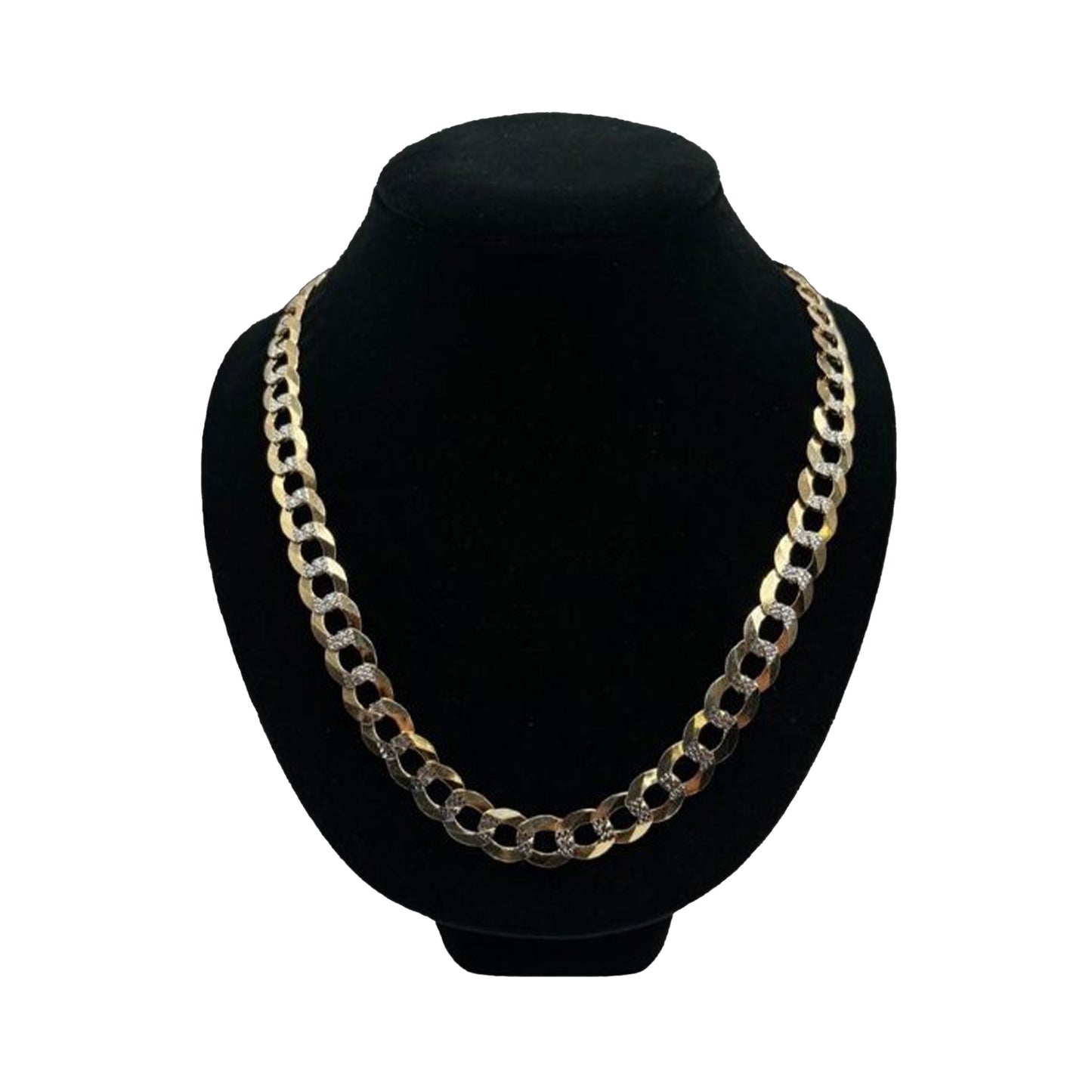 14K Yellow Gold 2 Toned Solid Curb Chain (26" inches 12.0MM)