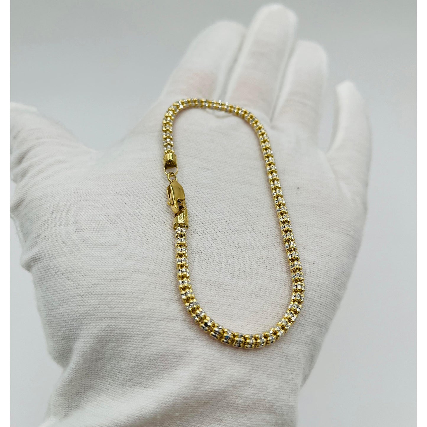 14K Yellow Gold Moon Ice Bracelet (8" inches 3.3MM)