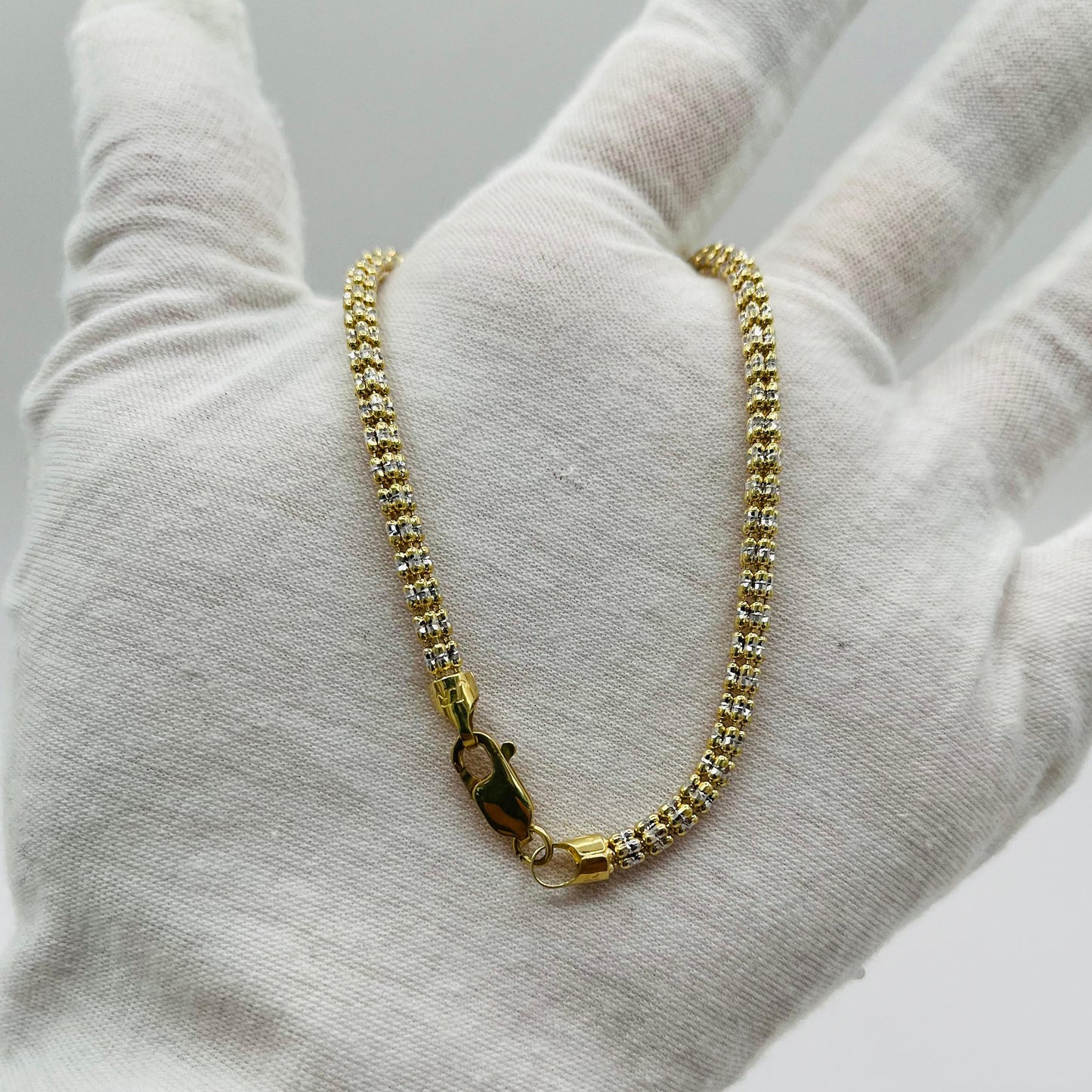 14K Yellow Gold Moon Ice Bracelet (8" inches 3.3MM)