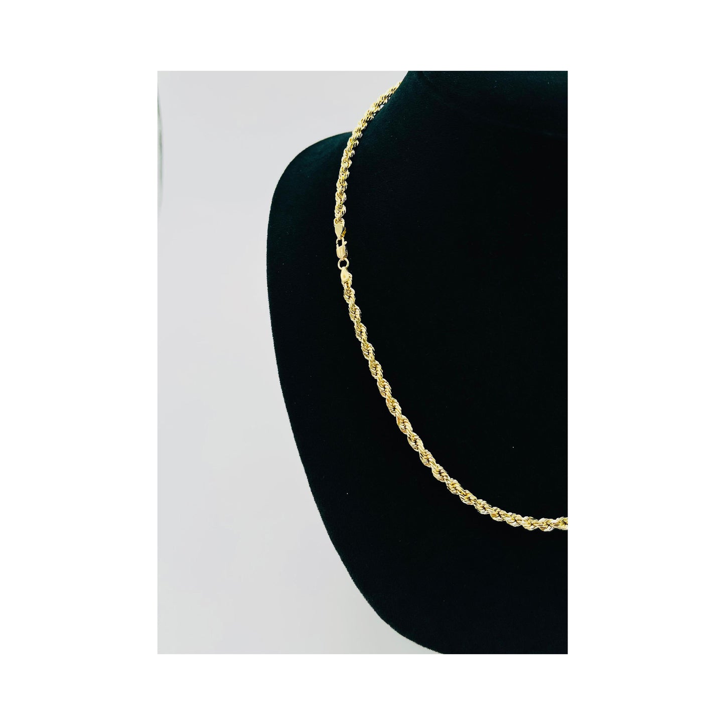 14K Yellow Gold Semi Solid Rope Chain (20" inches 4MM)