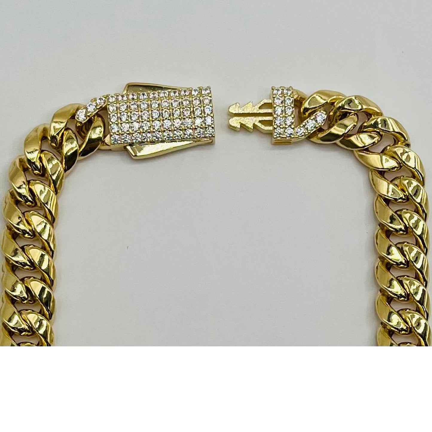 14K Hollow Cuban Ankle Bracelet W/ CZ Lock (10" inches 7MM)