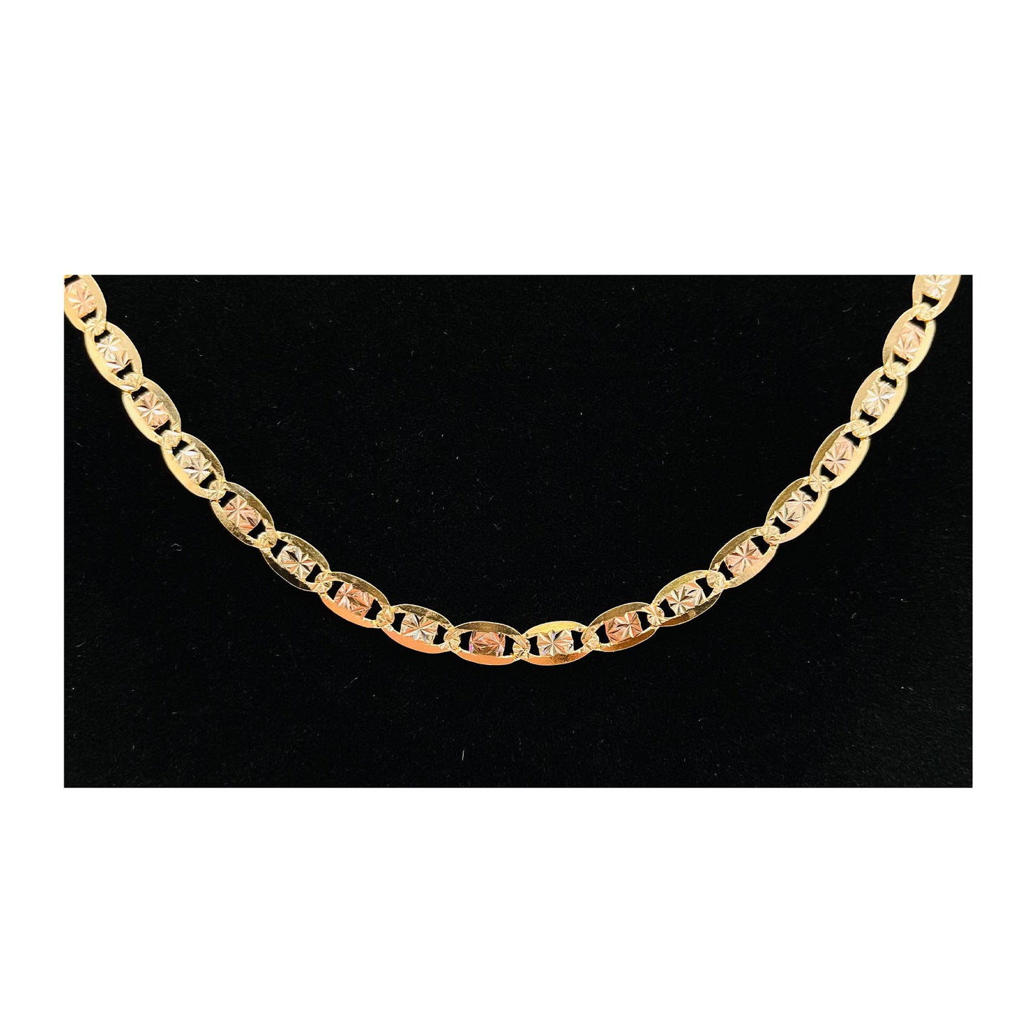 14K Tri-Colored Valentino Solid Chain (20" inches 5MM)