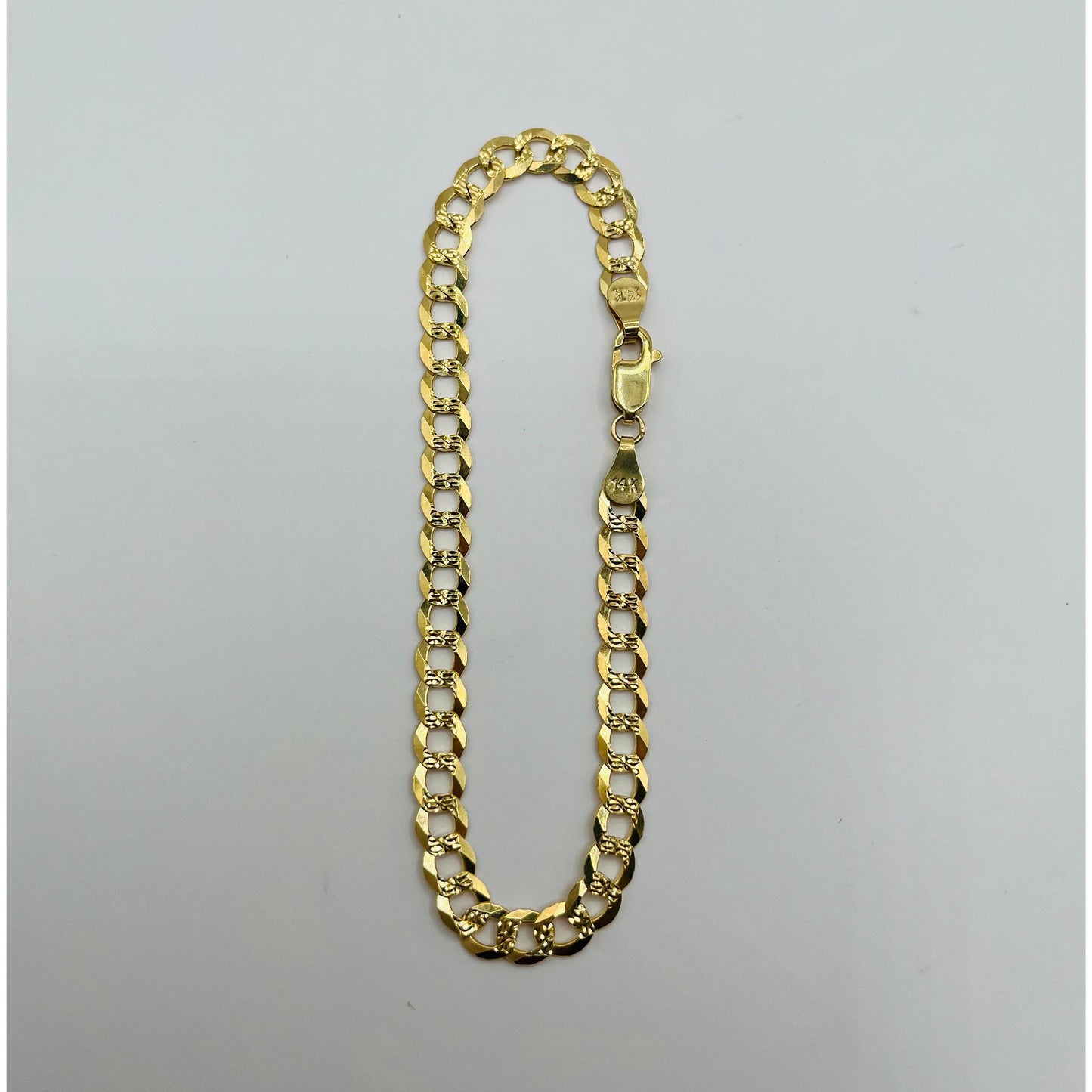 14K Yellow Gold Solid Cuban Bracelet Diamond Cut (8" inches 5.5MM)