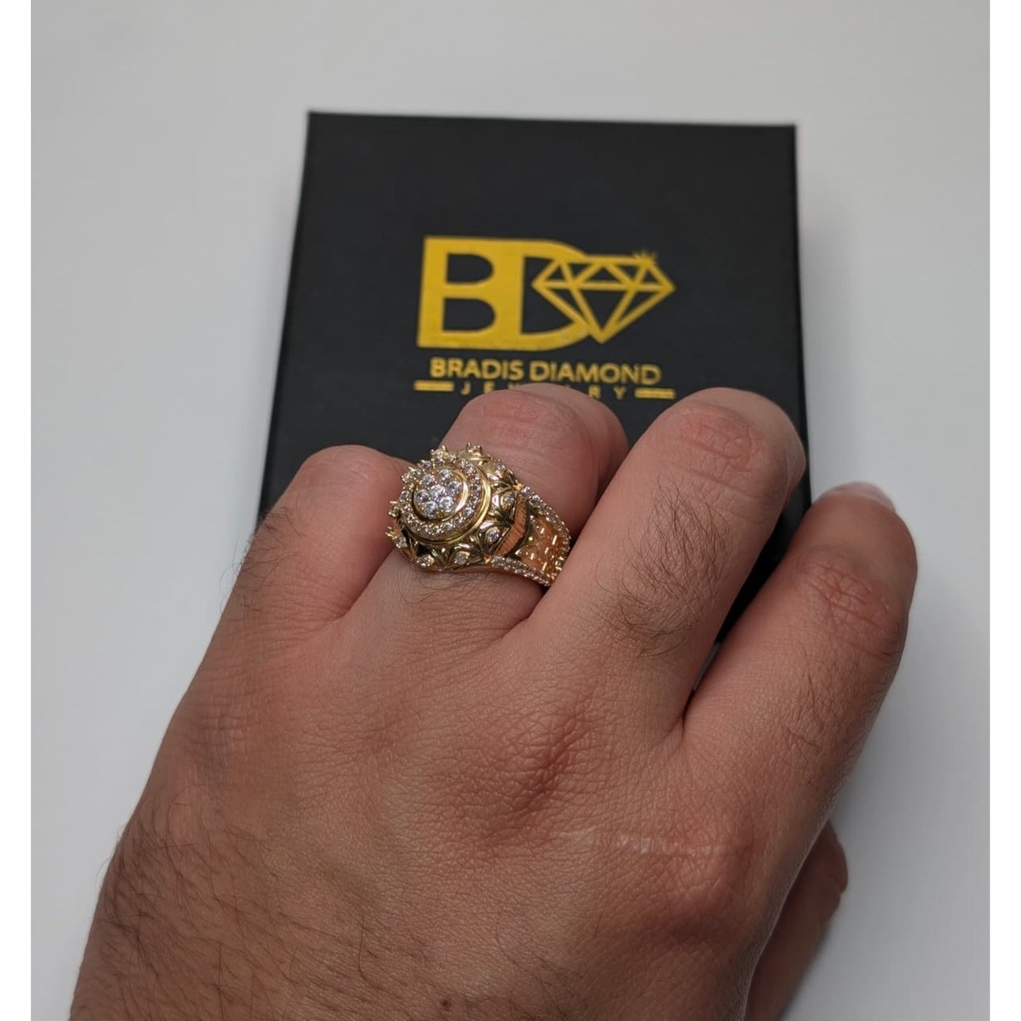 14k Cz Men Round Ring