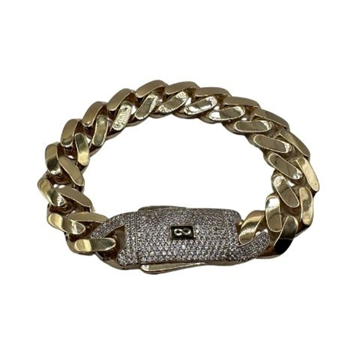 14K Yellow Gold Hollow Cuban MONACI Bracelet (8.5" inches 15.0MM)