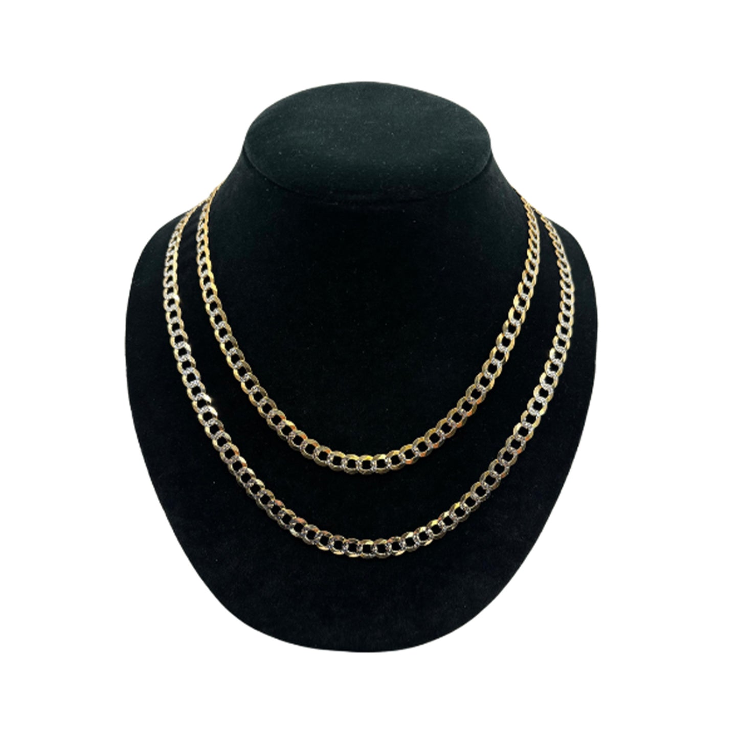 14K Yellow Gold 2 Toned Solid Curb Chain (22" inches 7.0MM)