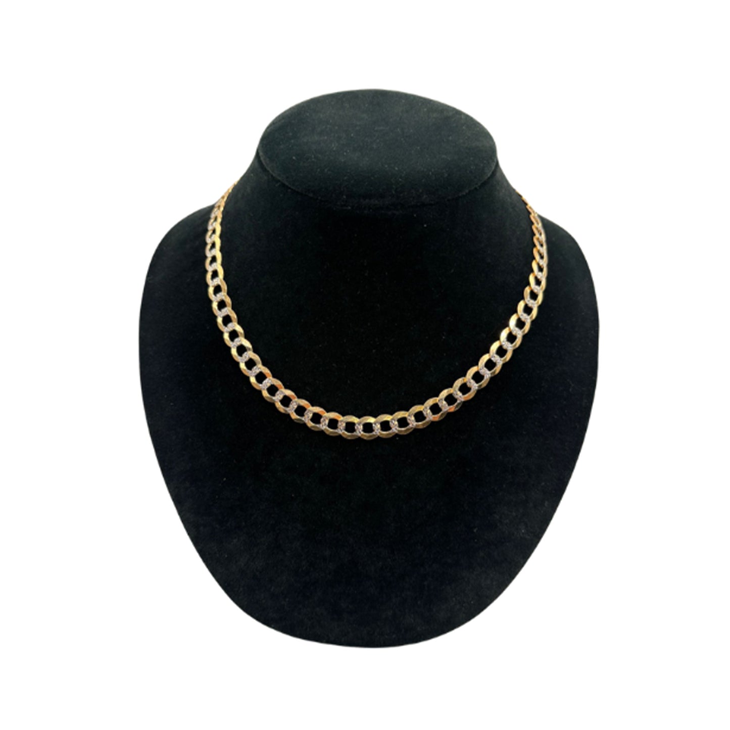 14K Yellow Gold 2 Toned Solid Curb Chain (20" inches 8.5MM)