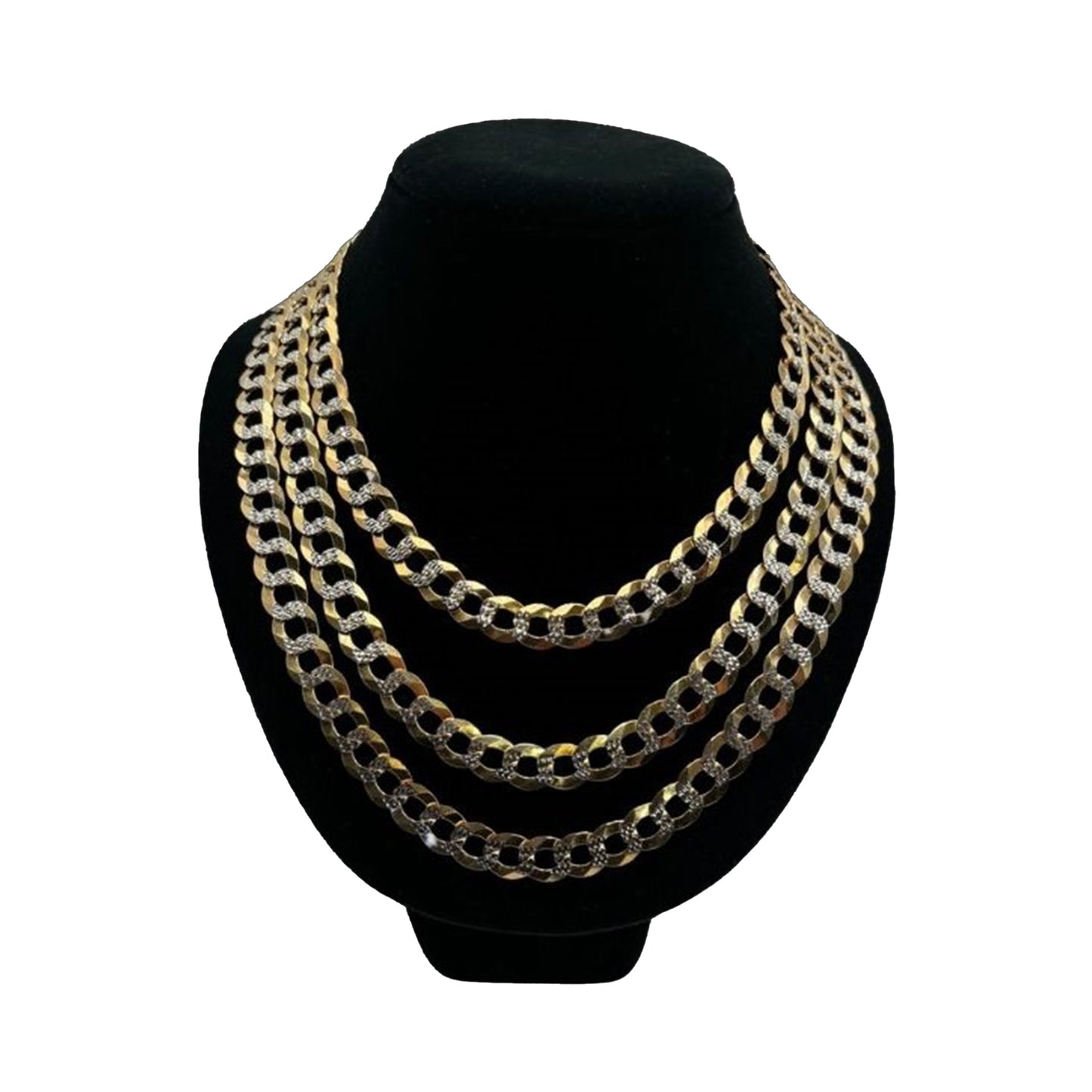 14K Yellow Gold 2 Toned Solid Curb Chain (24" inches 11.0MM)