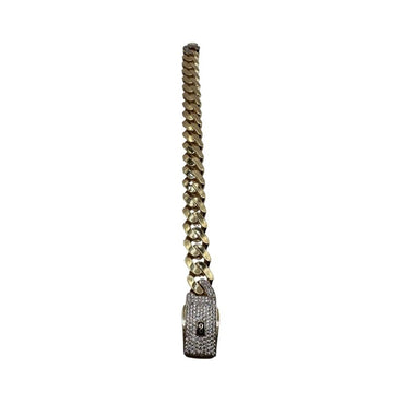 14K Yellow Gold Hollow Cuban MONACI Bracelet (8.5" inches 13MM)