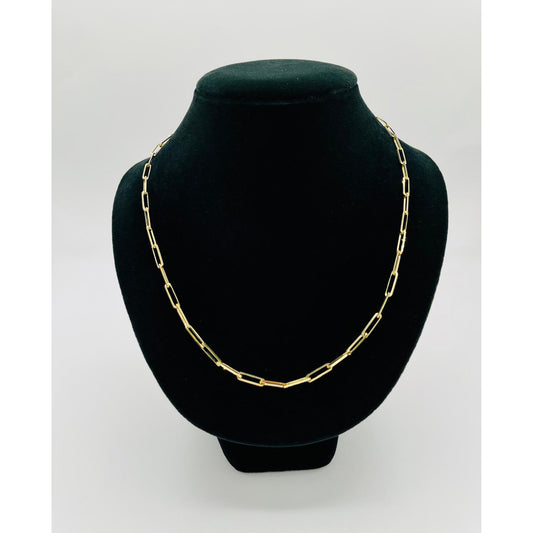 14K Gold Hollow Paper Clip Chain (22" inches 3.7MM)