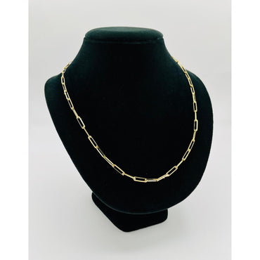 14K Gold Hollow Paper Clip Chain (22" inches 3.7MM)