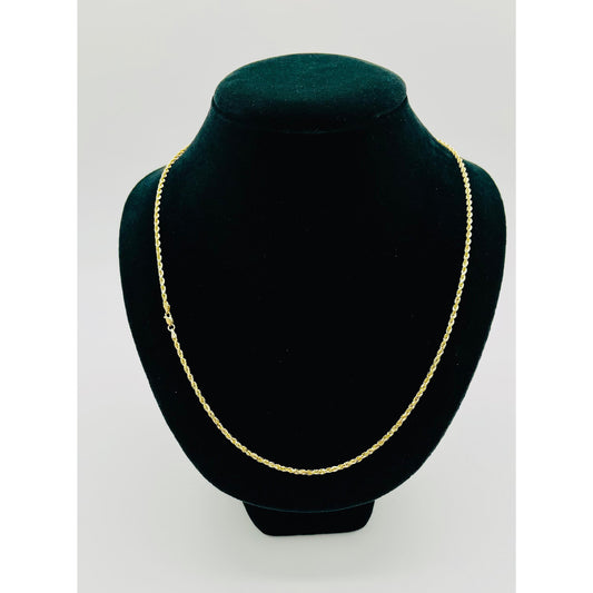 14K Semi Solid Gold Hollow Rope Chain (24" inches 2.5MM)