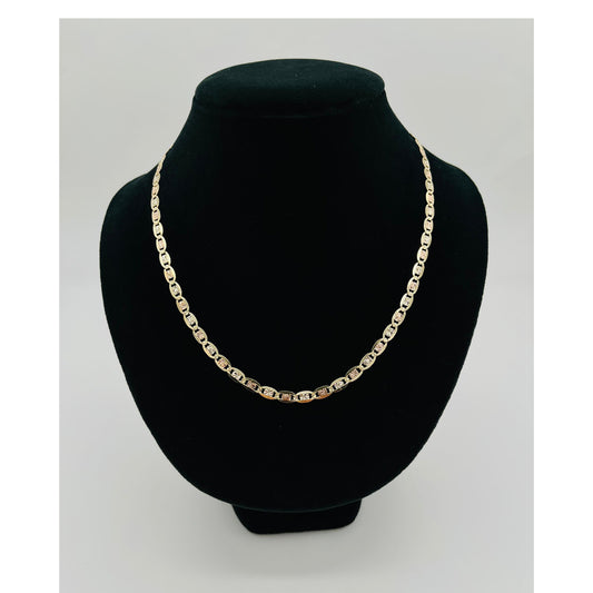 14K Tri-Colored Valentino Solid Chain (20" inches 5MM)