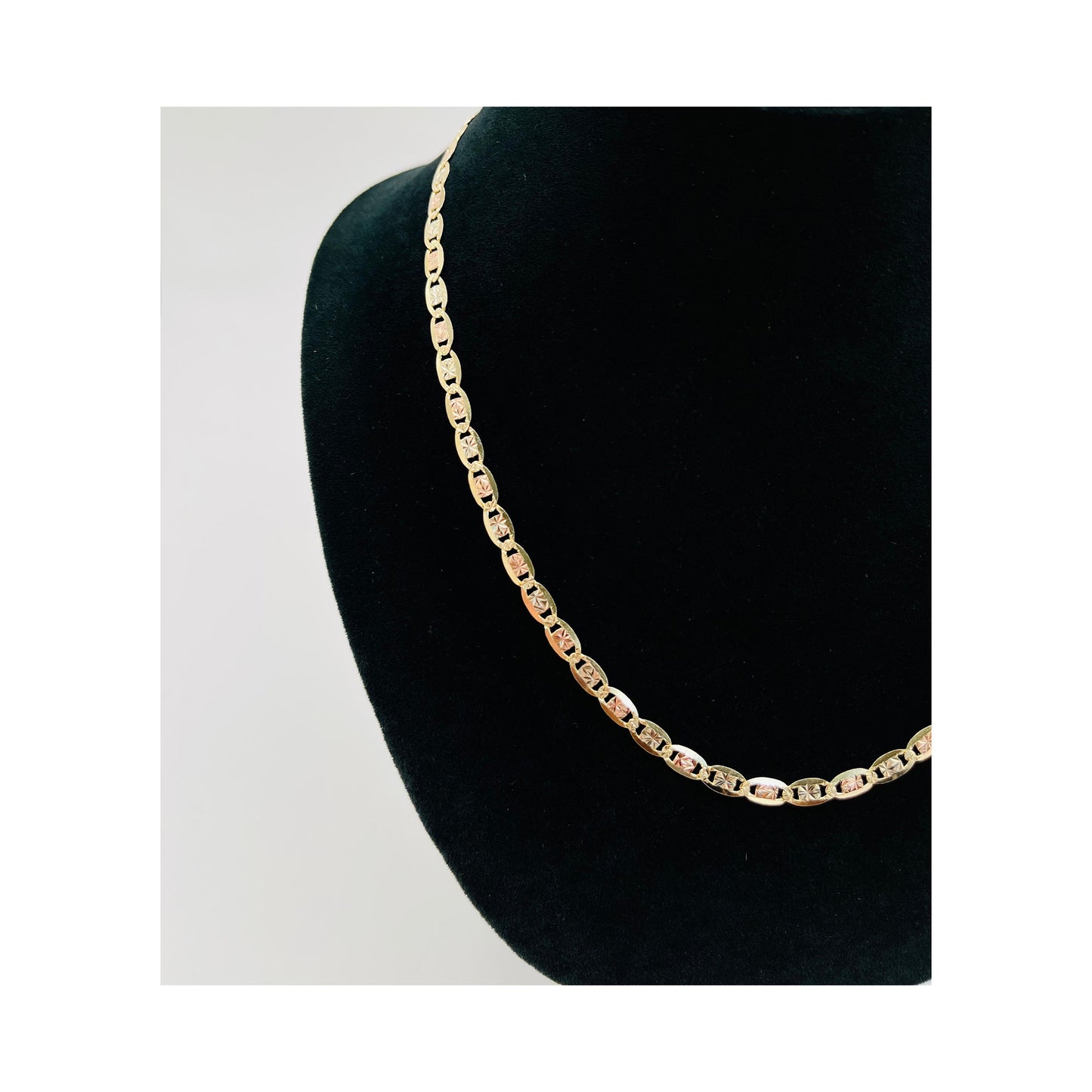14K Tri-Colored Valentino Solid Chain (20" inches 5MM)