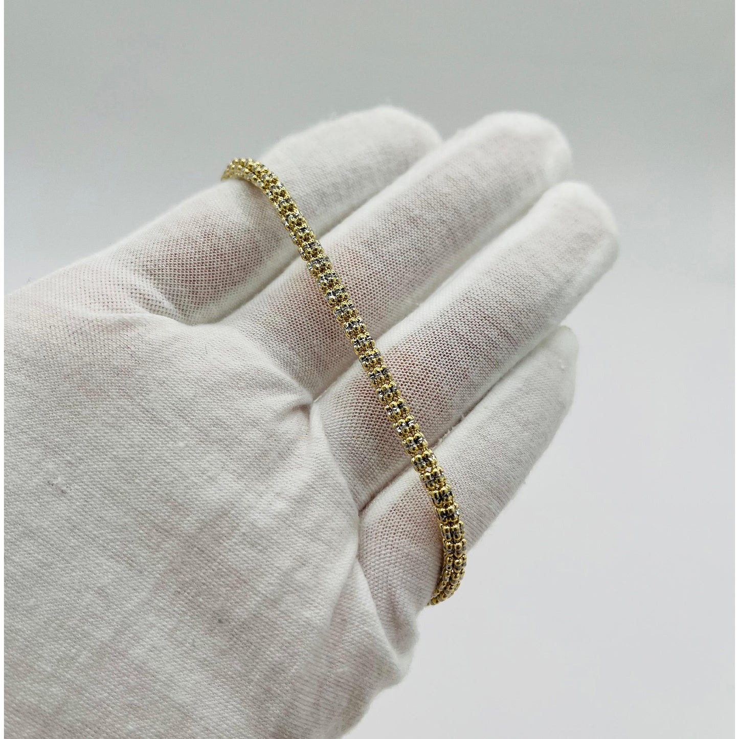 14K Yellow Gold Moon Ice Bracelet (8" inches 3.8MM)
