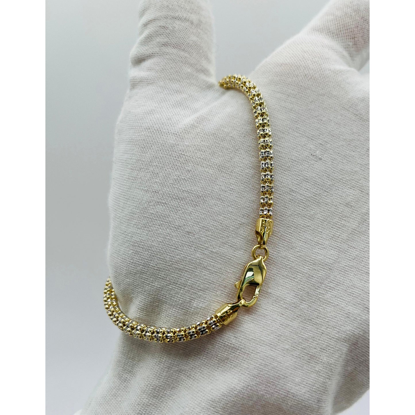14K Yellow Gold Moon Ice Bracelet (8" inches 3.8MM)