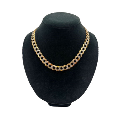 14K Yellow Gold 2 Toned Solid Curb Chain (20" inches 11.0MM)