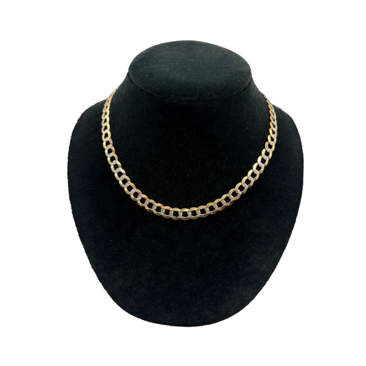 14K Yellow Gold 2 Toned Solid Curb Chain (20" inches 8.5MM)