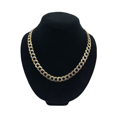 14K Yellow Gold 2 Toned Solid Curb Chain (22" inches 11.0MM)