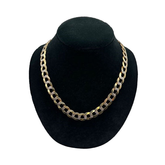14K Yellow Gold 2 Toned Solid Curb Chain (22" inches 12.0MM)