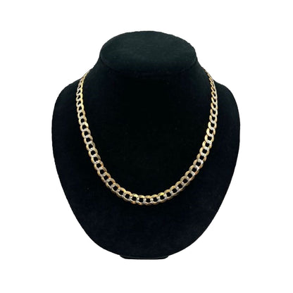 14K Yellow Gold 2 Toned Solid Curb Chain (22" inches 8.5MM)