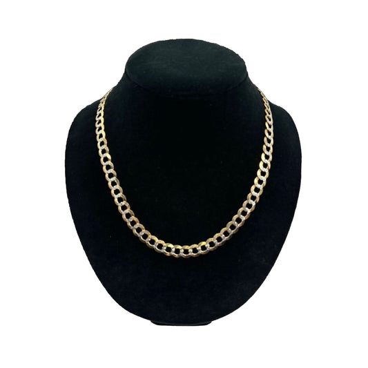 14K Yellow Gold 2 Toned Solid Curb Chain (22" inches 8.5MM)