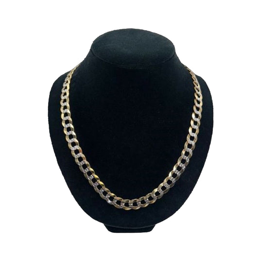 14K Yellow Gold 2 Toned Solid Curb Chain (24" inches 11.0MM)