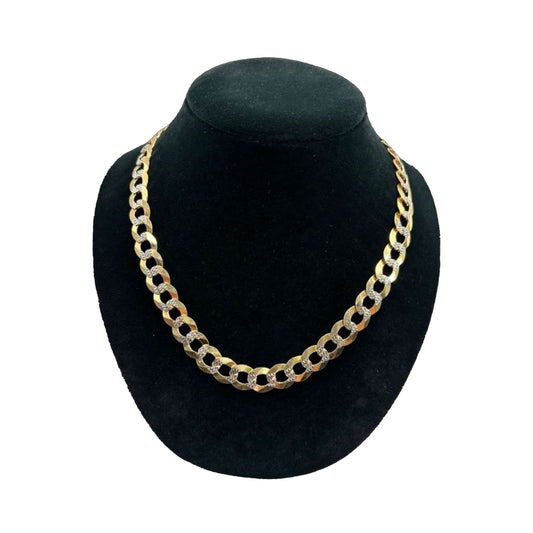 14K Yellow Gold 2 Toned Solid Curb Chain (24" inches 12.0MM)