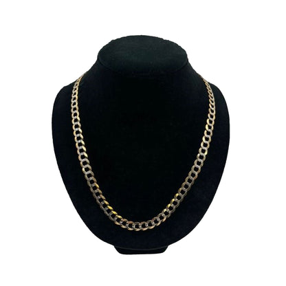 14K Yellow Gold 2 Toned Solid Curb Chain (24" inches 8.5MM)