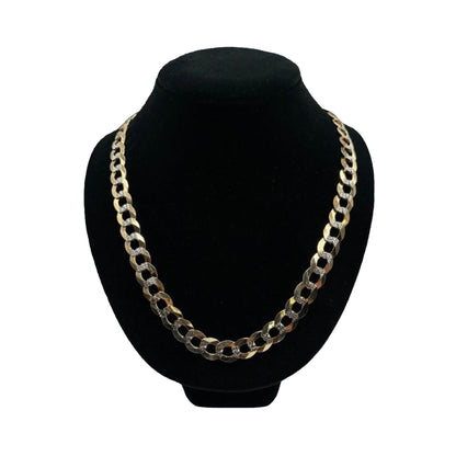14K Yellow Gold 2 Toned Solid Curb Chain (26" inches 12.0MM)