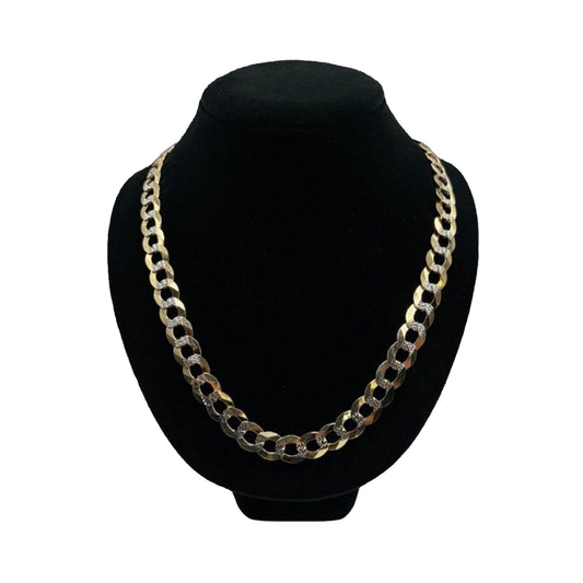 14K Yellow Gold 2 Toned Solid Curb Chain (26" inches 12.0MM)