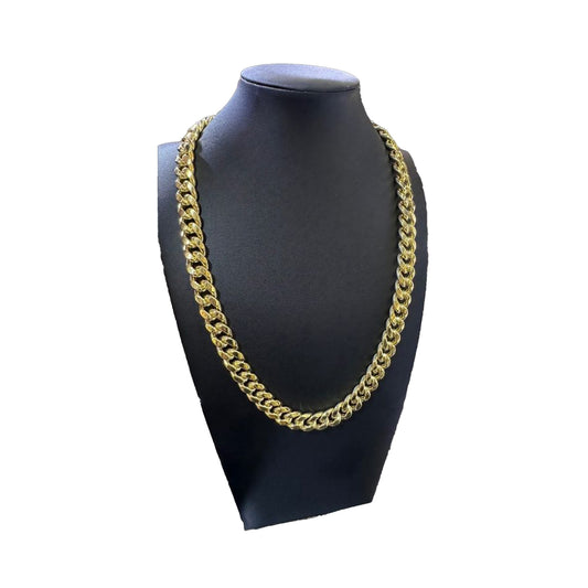 14K Yellow Gold Hollow Miami Cuban Chain (24" inches 13.0MM)