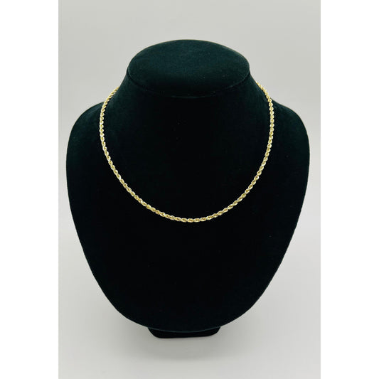 14K Yellow Gold Semi Solid Rope Chain (18" inches 3.0MM)