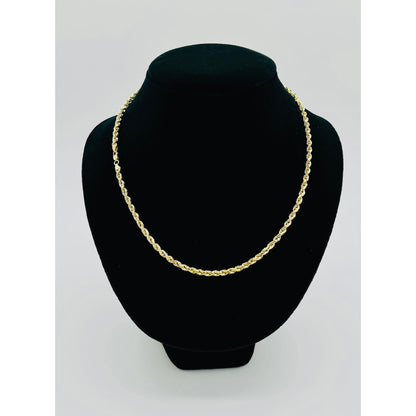 14K Yellow Gold Semi Solid Rope Chain (20" inches 4MM)