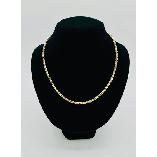 14K Yellow Gold Semi Solid Rope Chain (20" inches 4MM)