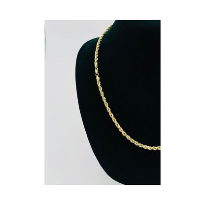 14K Yellow Gold Semi Solid Rope Chain (20" inches 4MM)