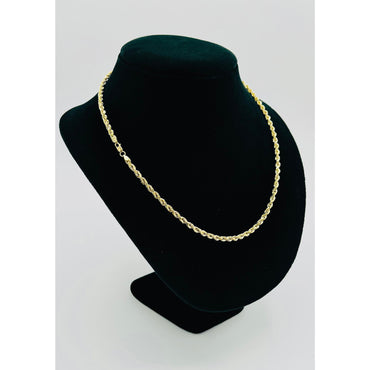 14K Yellow Gold Semi Solid Rope Chain (20" inches 4MM)