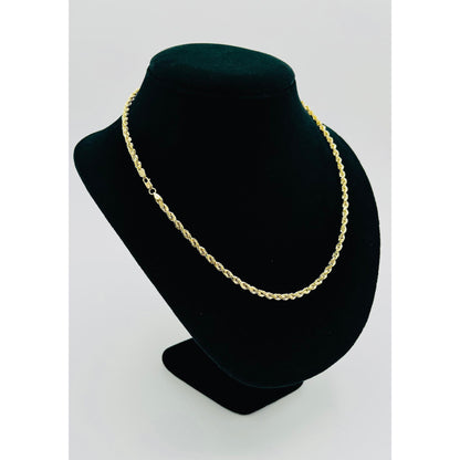 14K Yellow Gold Semi Solid Rope Chain (20" inches 4MM)