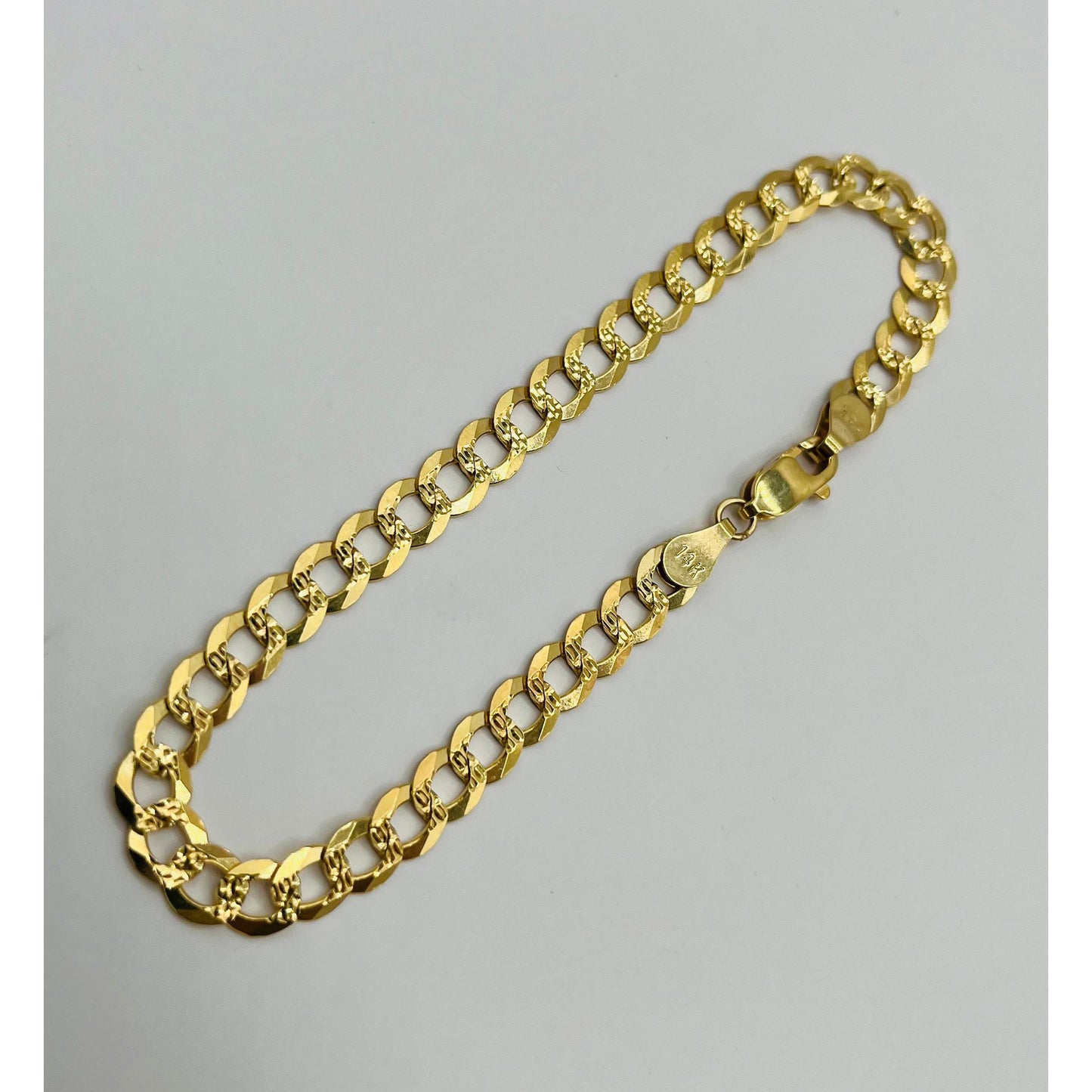 14K Yellow Gold Solid Cuban Bracelet Diamond Cut  (8" inches 5.5MM)