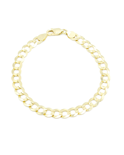14K Yellow Gold Solid Cuban Curb Bracelet (8.0" inches 7.0MM)