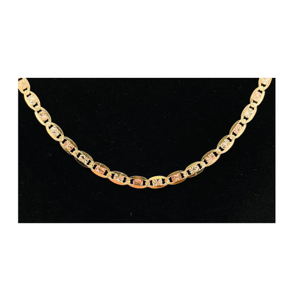 14K Tri-Colored Valentino Solid Chain (20" inches 5MM)