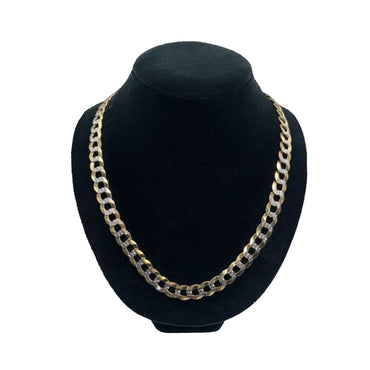 14K Yellow Gold 2 Toned Solid Curb Chain (24" inches 12.0MM)