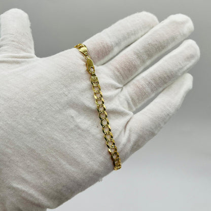 14K Yellow Gold Solid Cuban Bracelet Diamond Cut  (8" inches 5.5MM)