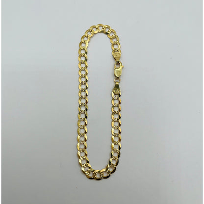 14K Yellow Gold Solid Cuban Bracelet Diamond Cut  (8" inches 5.5MM)
